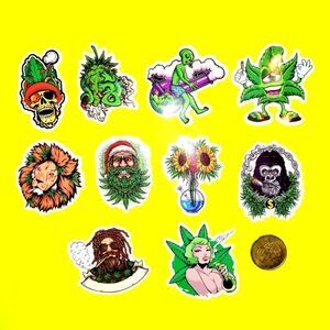 3/$20 Brand New 10x Green Funny Graphic Waterproof Stickers #3